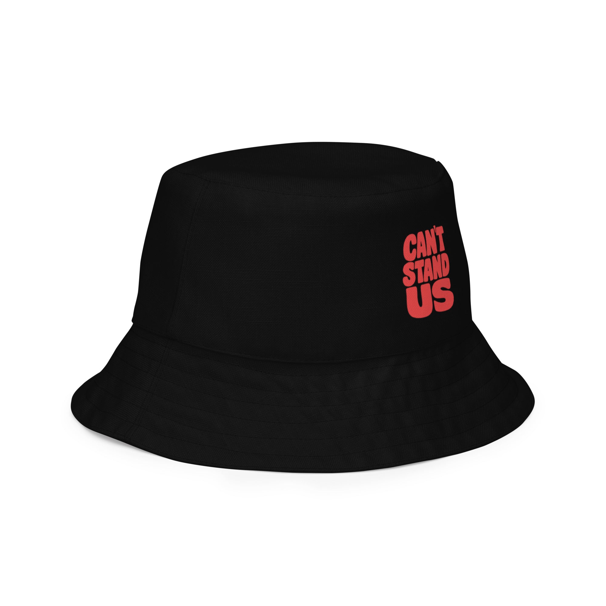 Can't Stand Us Reversible Bucket Hat | Black/Red All-Over Print