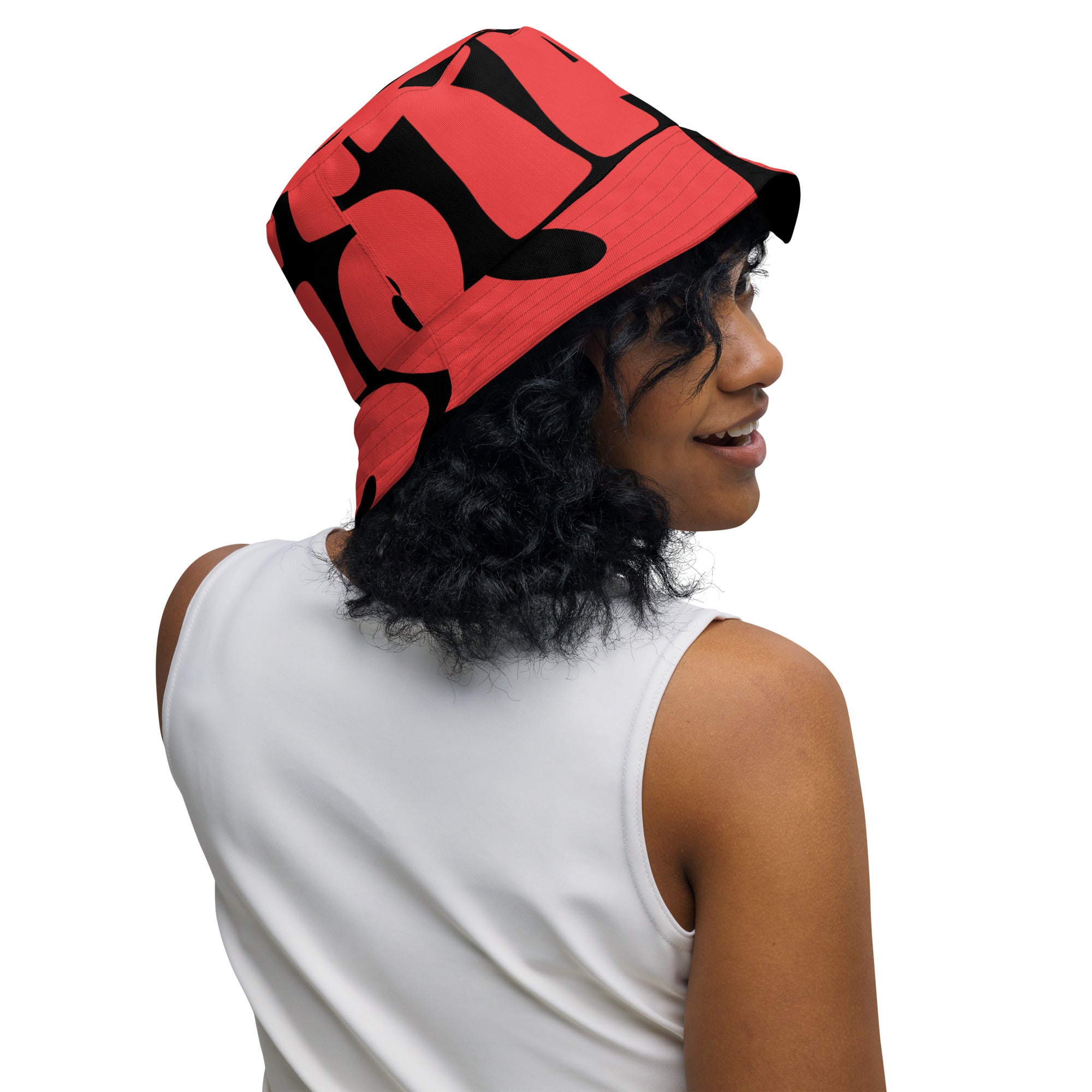 Can't Stand Us Reversible Bucket Hat | Black/Red All-Over Print